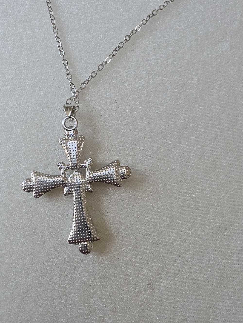 Multicolor Crystal Cross Pendant Necklace - Women's Jewelry - Picture 3 of 3